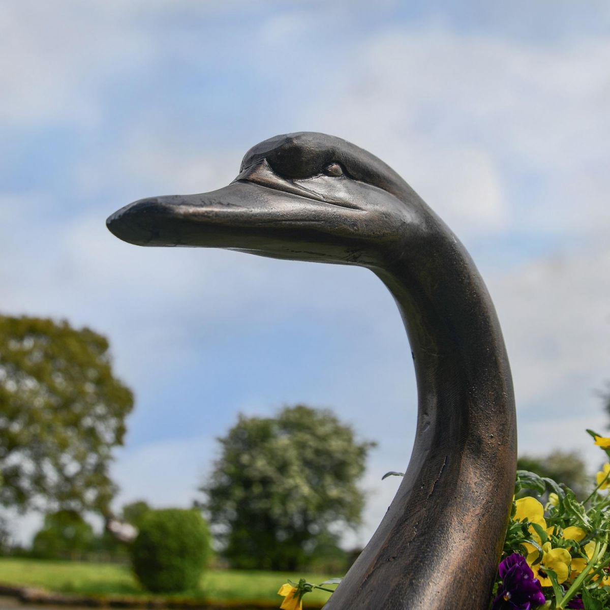 Close up of Antique Bronze Swan Head 