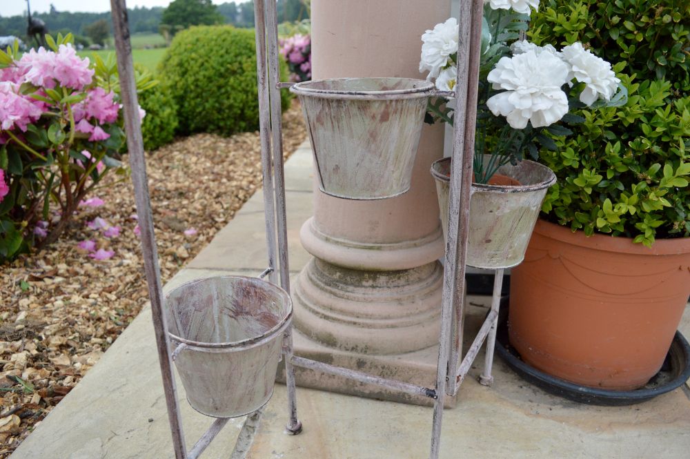 Shabby Chic Aged Cream Plant Stand