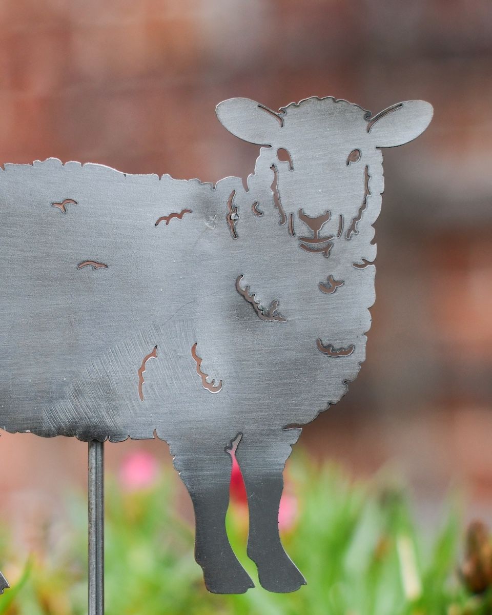 Sheep Artistic Plant Pot Spike - Set of Two close up