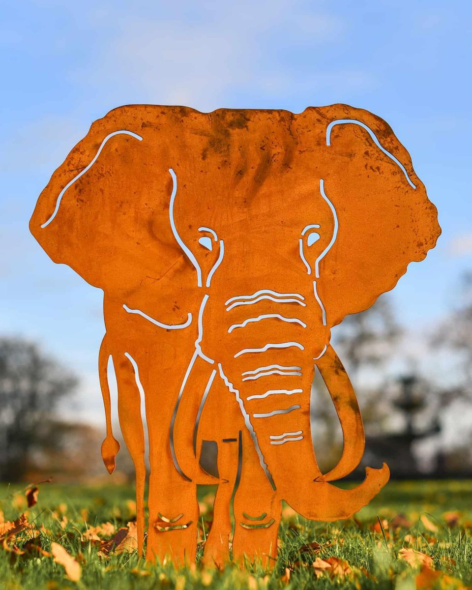 Sheet Steel Rustic Elephant Garden Silhouette - 55cm