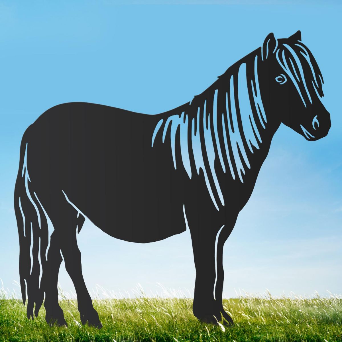 Shetland Pony Sheet Steel Silhouette in Black Finish