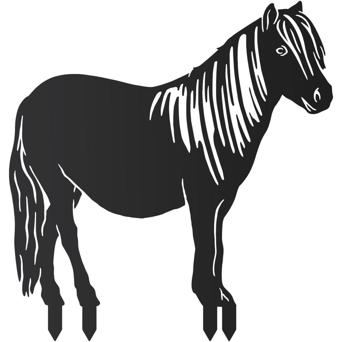Shetland Pony Sheet Steel Silhouette in Black Finish with Spikes