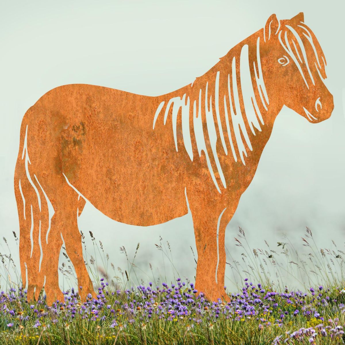 Shetland Pony Sheet Steel Silhouette in Rustic Finish