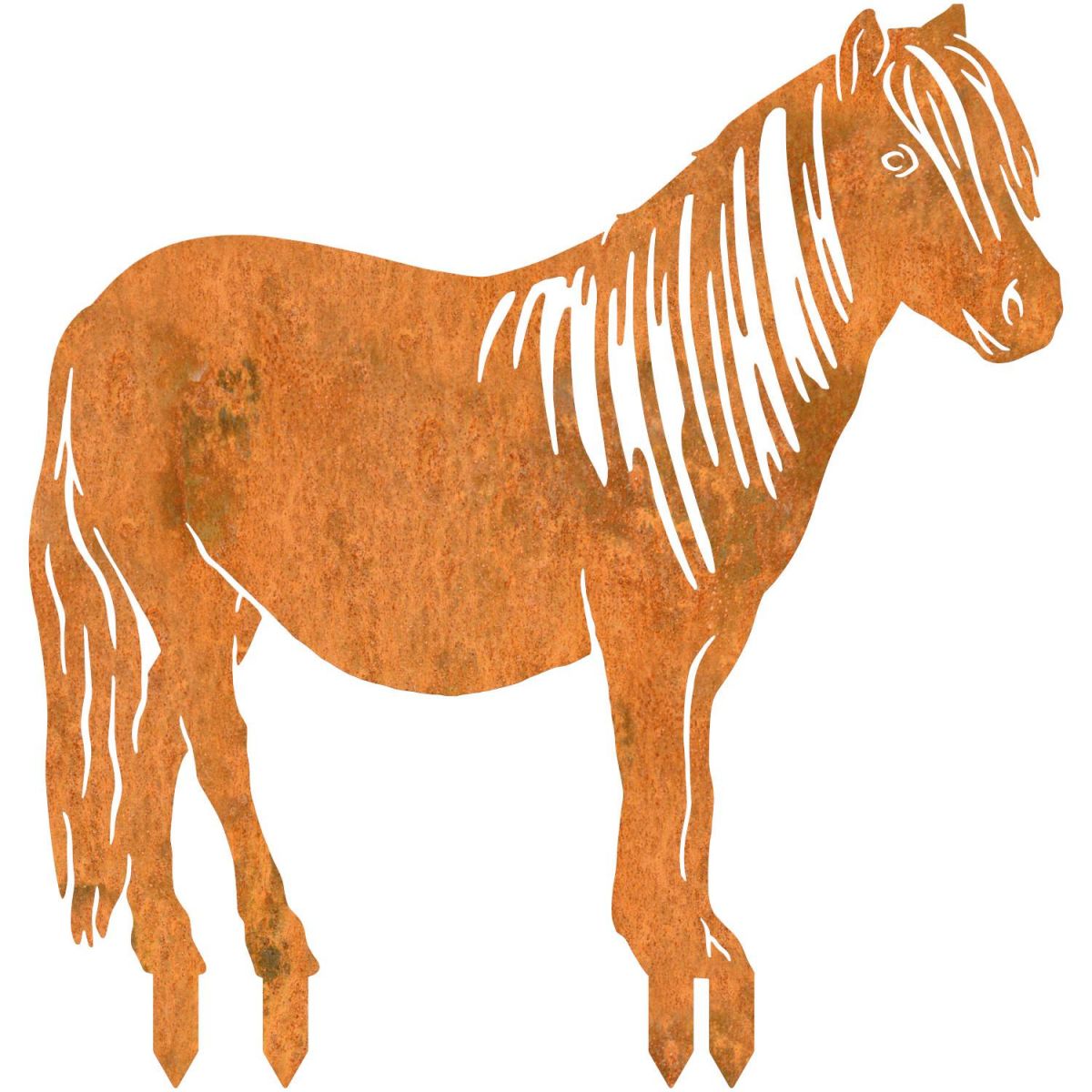 Shetland Pony Sheet Steel Silhouette in Rustic Finish with Spikes