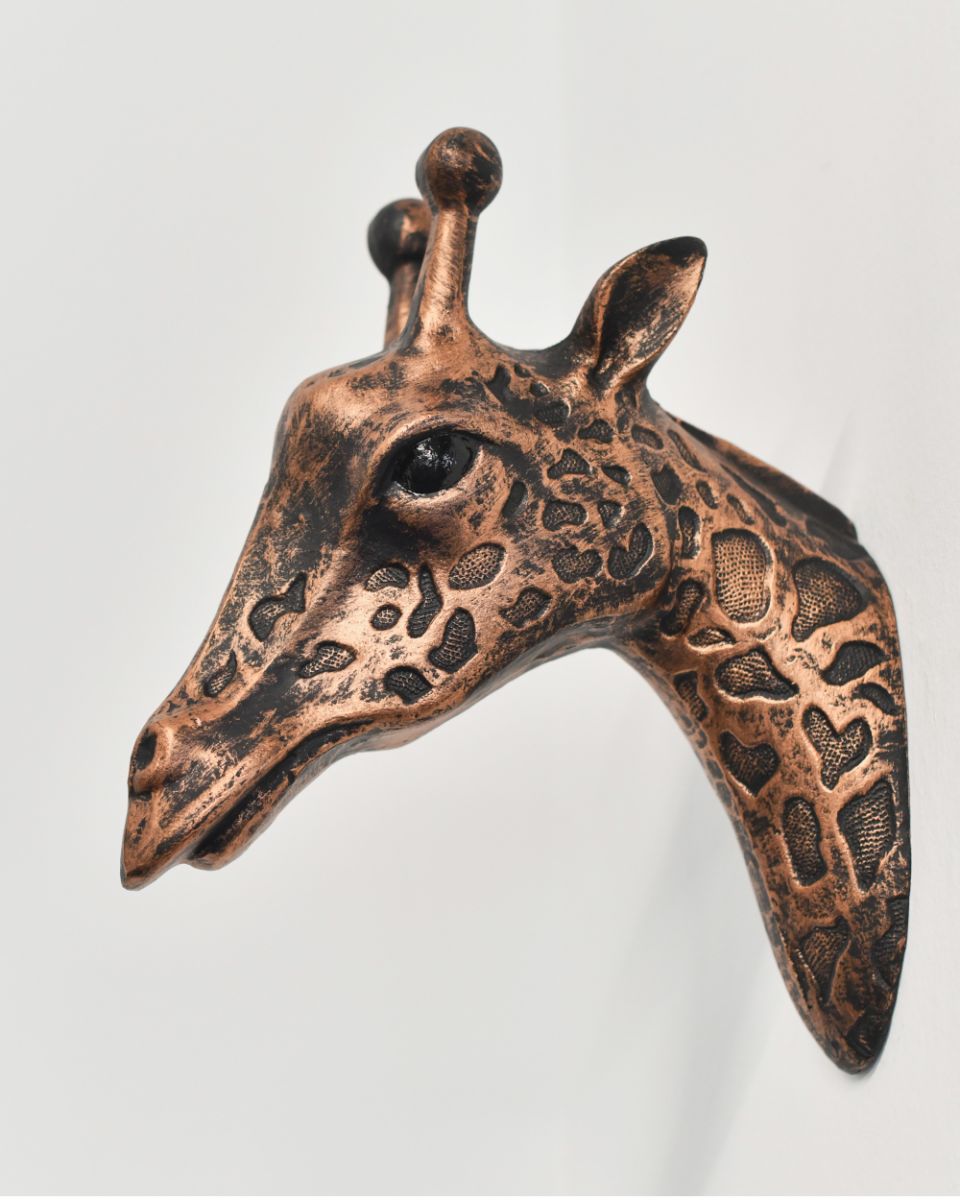 Bronze Aluminium Giraffe Head Wall Bust 