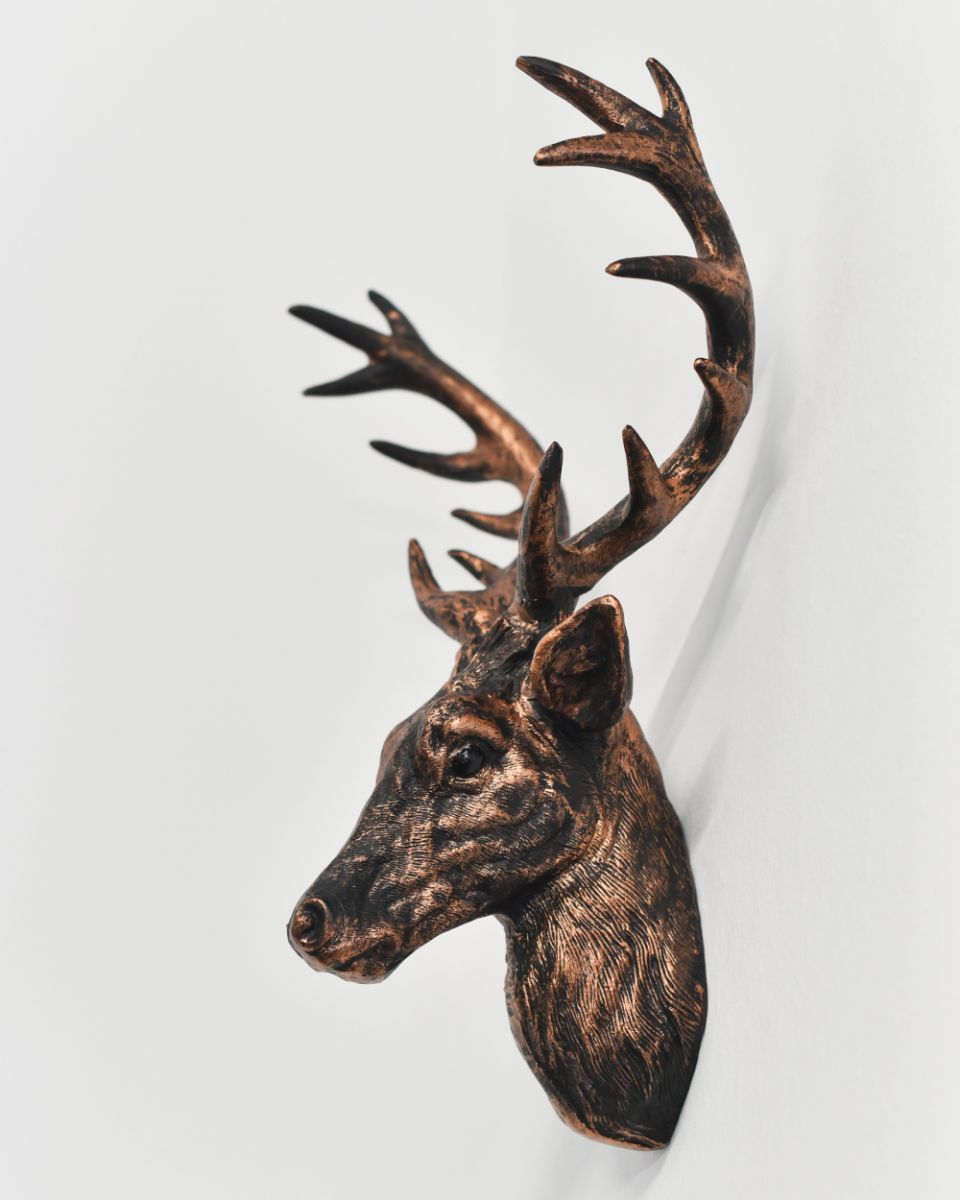 Side On Of The Bronze & Copper Elk Wall Art 