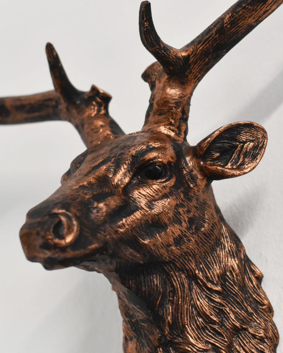Close Up Of The Face On The Bronze Stag Wall Art