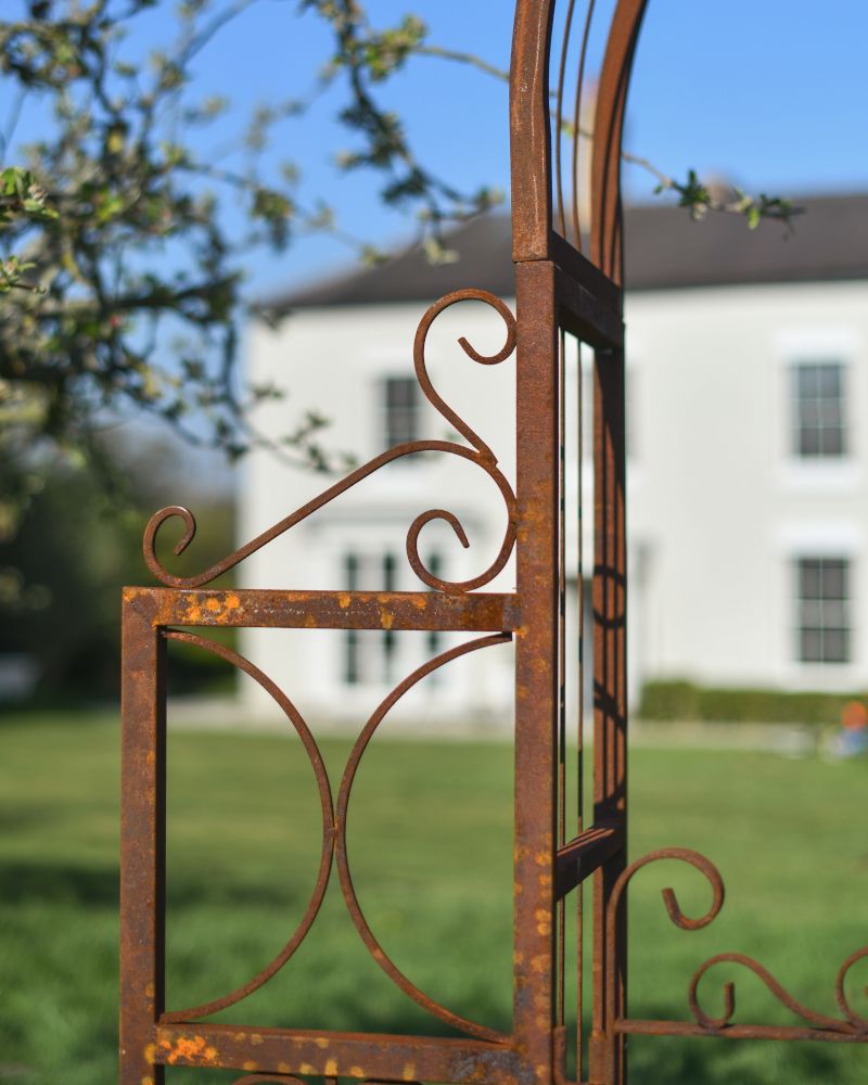Close Up Of The Rustic effect On The Aesica Rose Arch With Gate