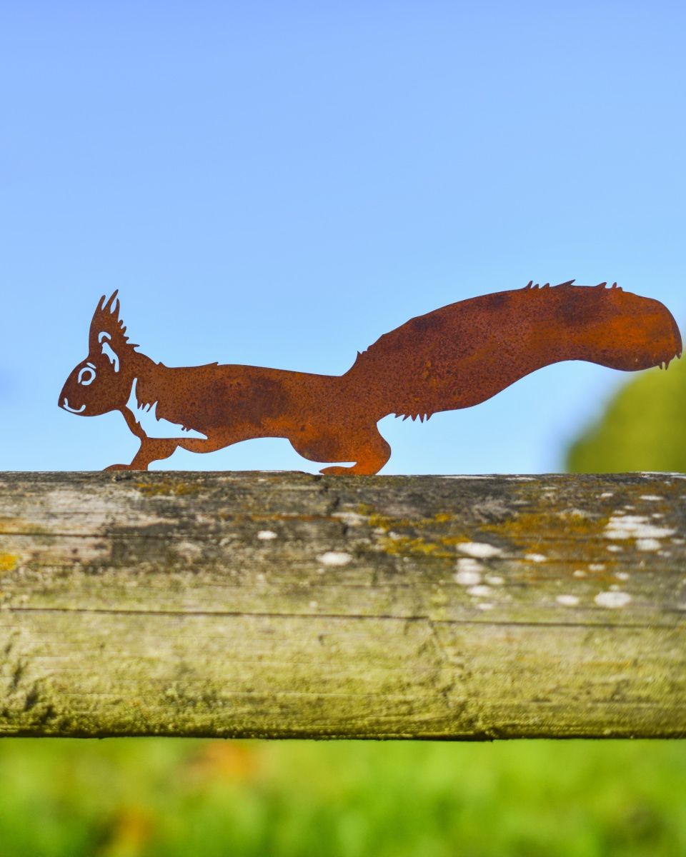Squirrel Silhouette Fence Topper Designs - Set of Three side on Squirrel full image