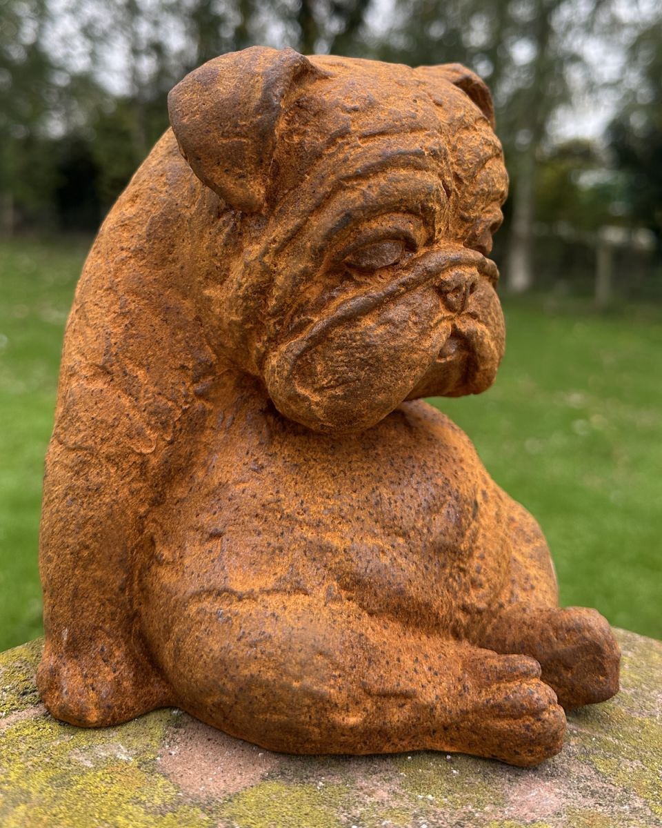 Side view of Rustic Cast Iron "Bentley" the Bulldog Sculpture Side view of Rustic Cast Iron "Bentley" the Bulldog Sculpture