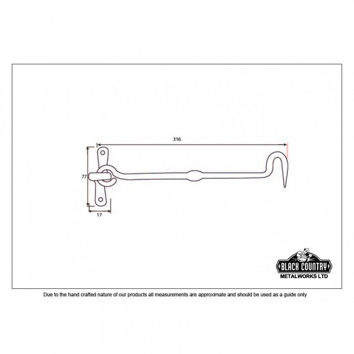 Pewter Cabin hook Dimensions