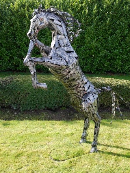 “Wild Stallion” Silver Metal Horse Sculpture  “Wild Stallion” Silver Metal Horse Sculpture