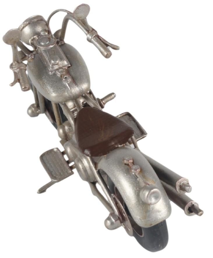Silver Chopper Motorcycle Replica Ornament Top View Silver Chopper Motorcycle Replica Ornament Top View