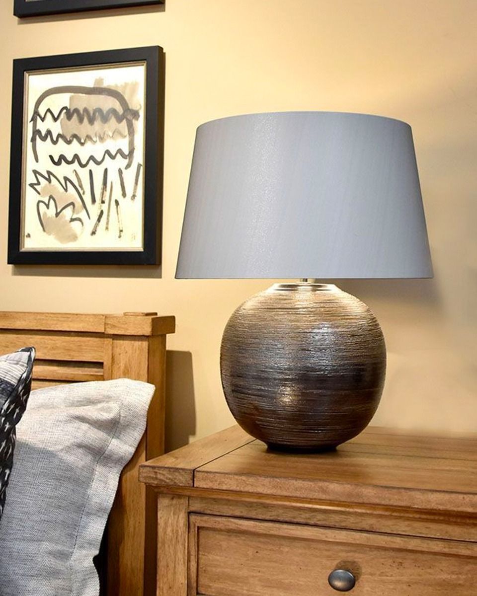 Silver Textured Table Lamp In Situ