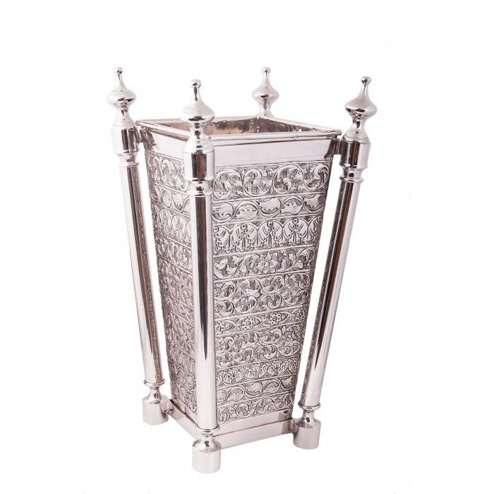 “Linford Hall” Antique Nickel Square Base Umbrella Stand