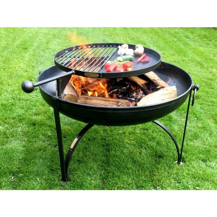 Simple Kadai Fire Bowl with Swing Arm Barbecue Rack Cooking Food