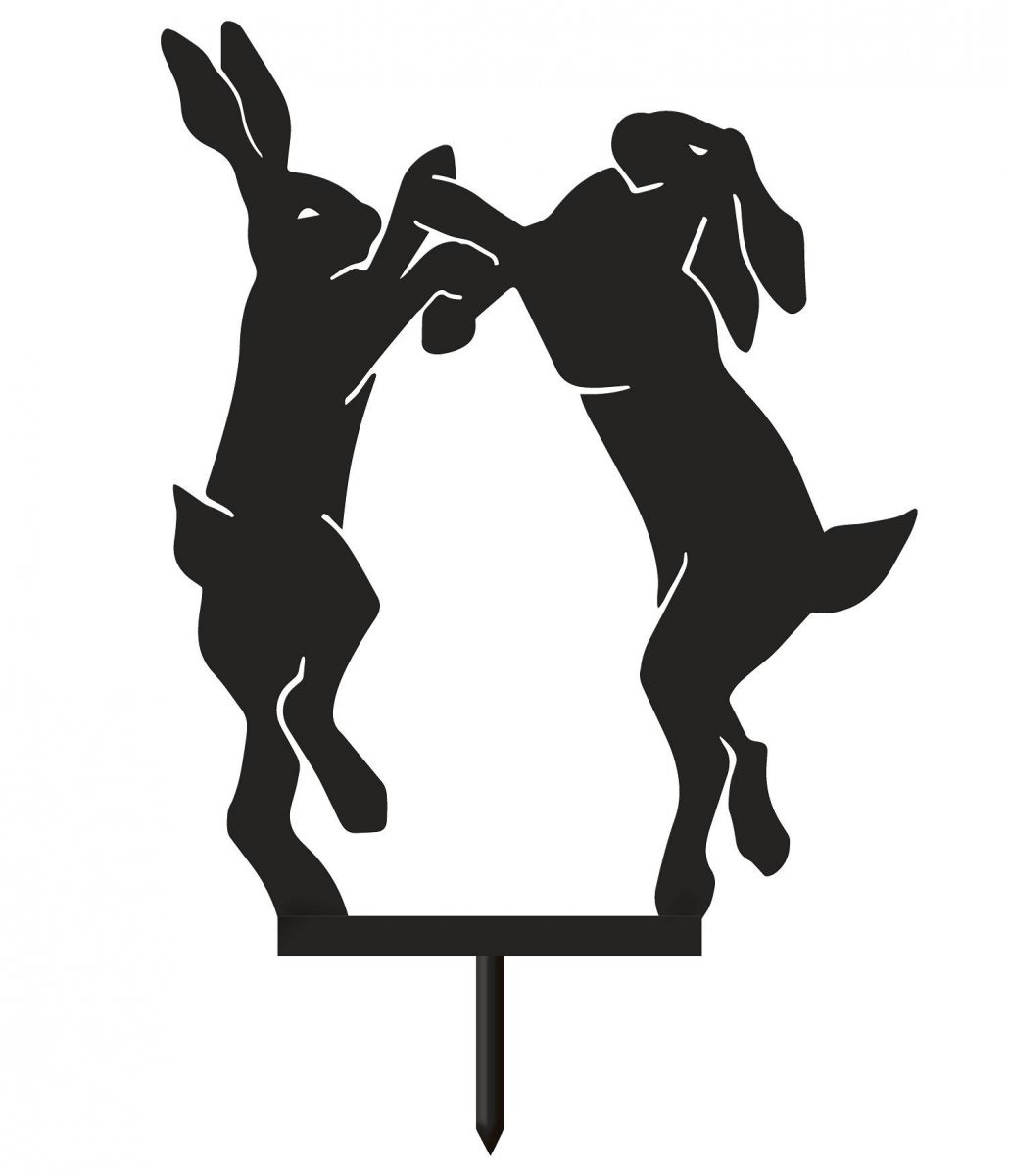 Black Simplistic Boxing Hares Silhouette with Bae 