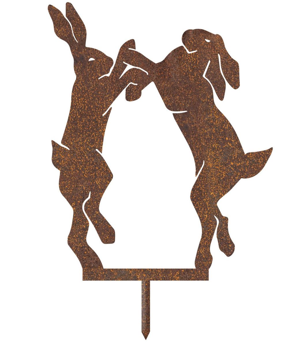 Rustic Simplistic Boxing Hares Silhouette with Ground Spike 