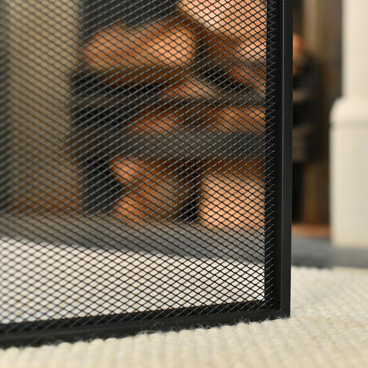 Black Finish on the Simplistic Square Three Fold Fireguard