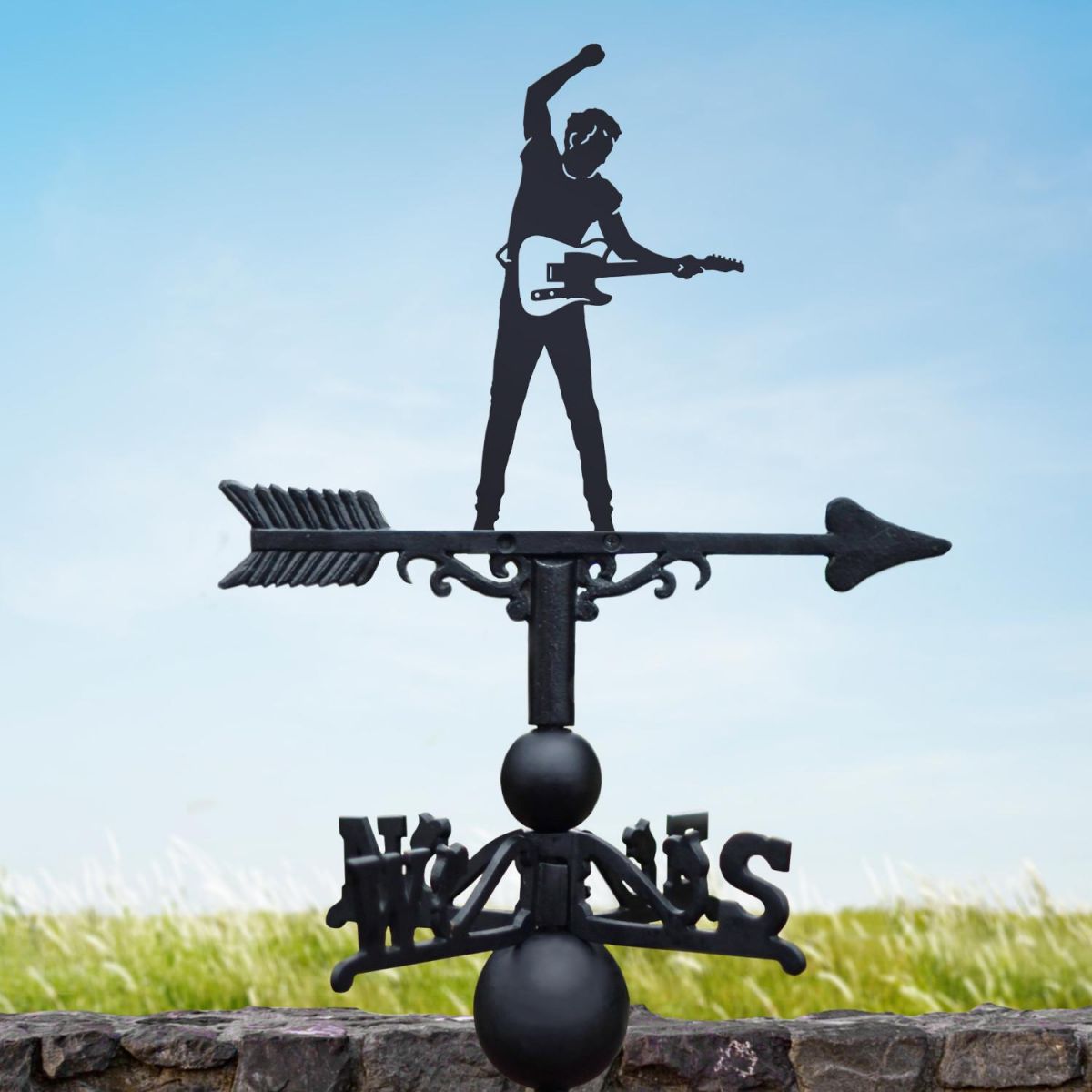 Weathervane with Singer with Guitar Topper Weathervane with Singer with Guitar Topper