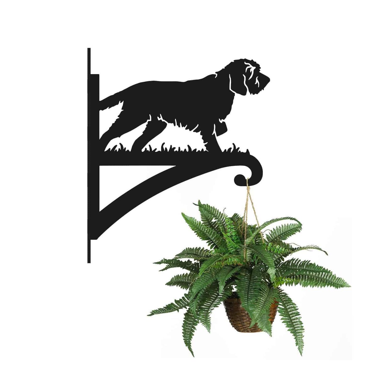 Single Korthals Griffon Hanging Basket Bracket with Planter