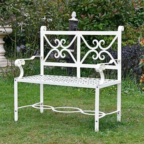 "Sissy Jane" Wrought Iron Cream Garden Bench