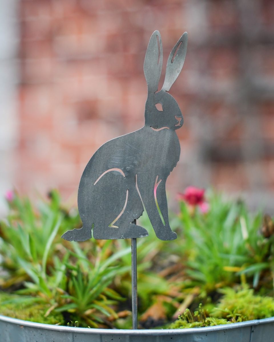 Sitting Hare Artistic Plant Pot Spike - Set of Two