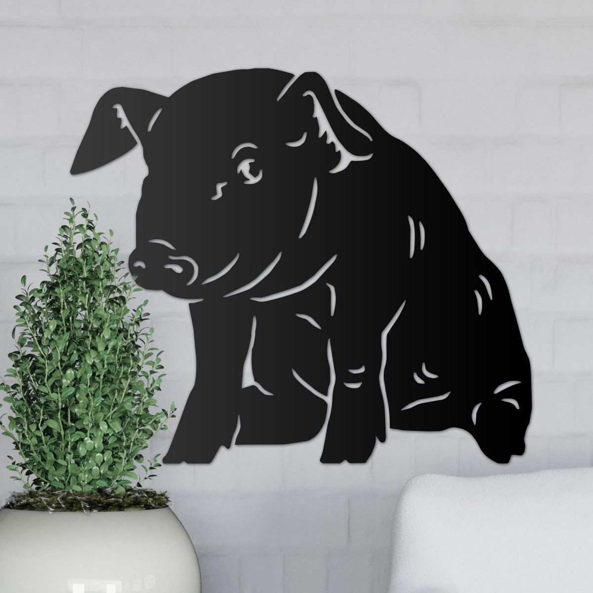 Sitting Piglet Wall Art in Situ 