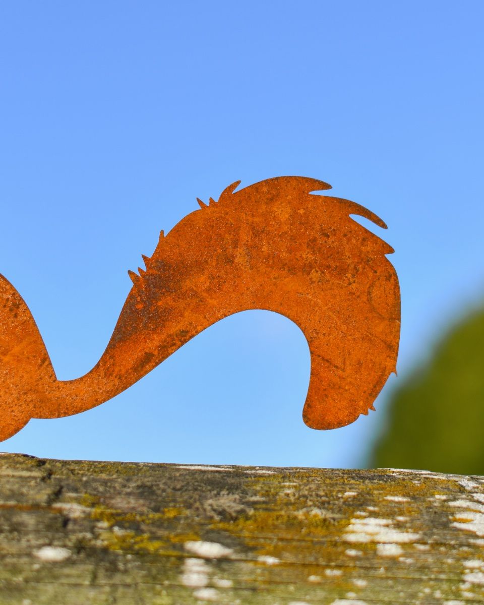 Squirrel Silhouette Fence Topper Designs - Set of Three sitting Squirrel close up of tail