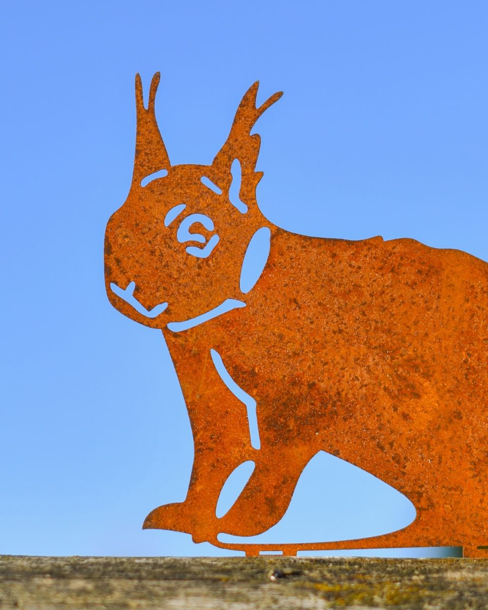 Squirrel Silhouette Fence Topper Designs - Set of Three sitting Squirrel Close up of head