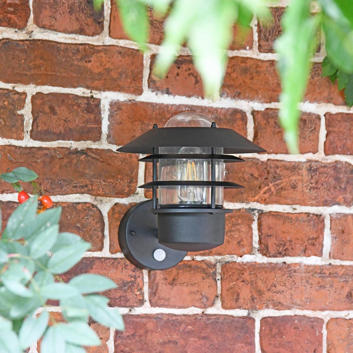 "Skive" Black Contemporary Wall Light in Situ Outdoors