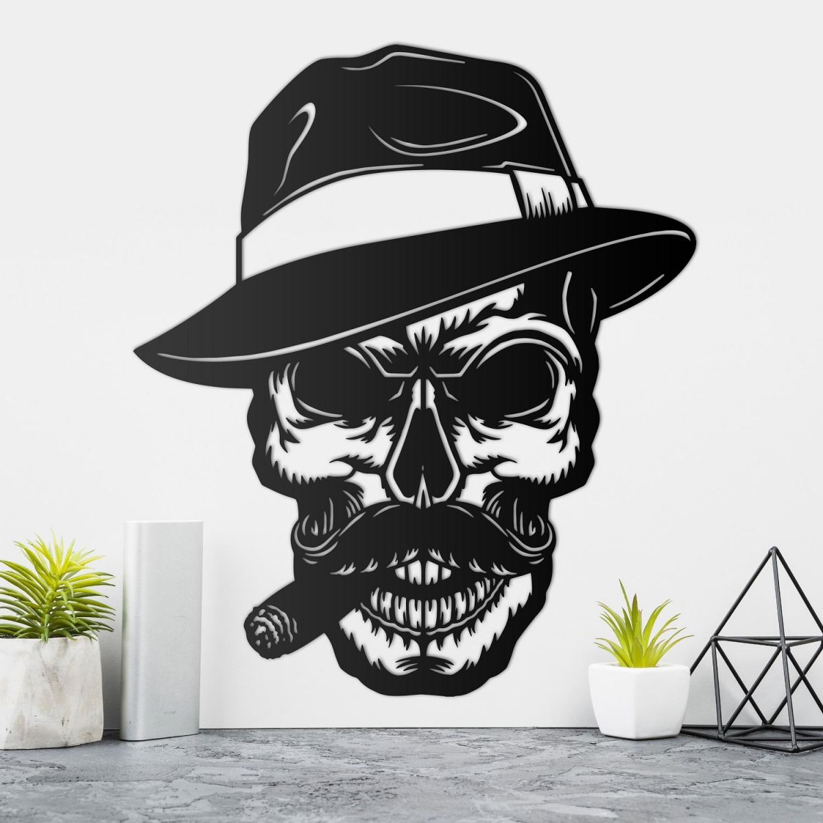 Gangster Skull with Hat & Cigar Wall Art 