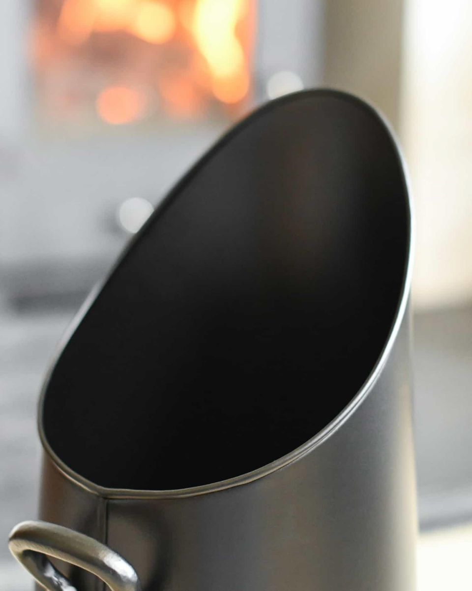 Close-Up of Sleek Black Coal Hod