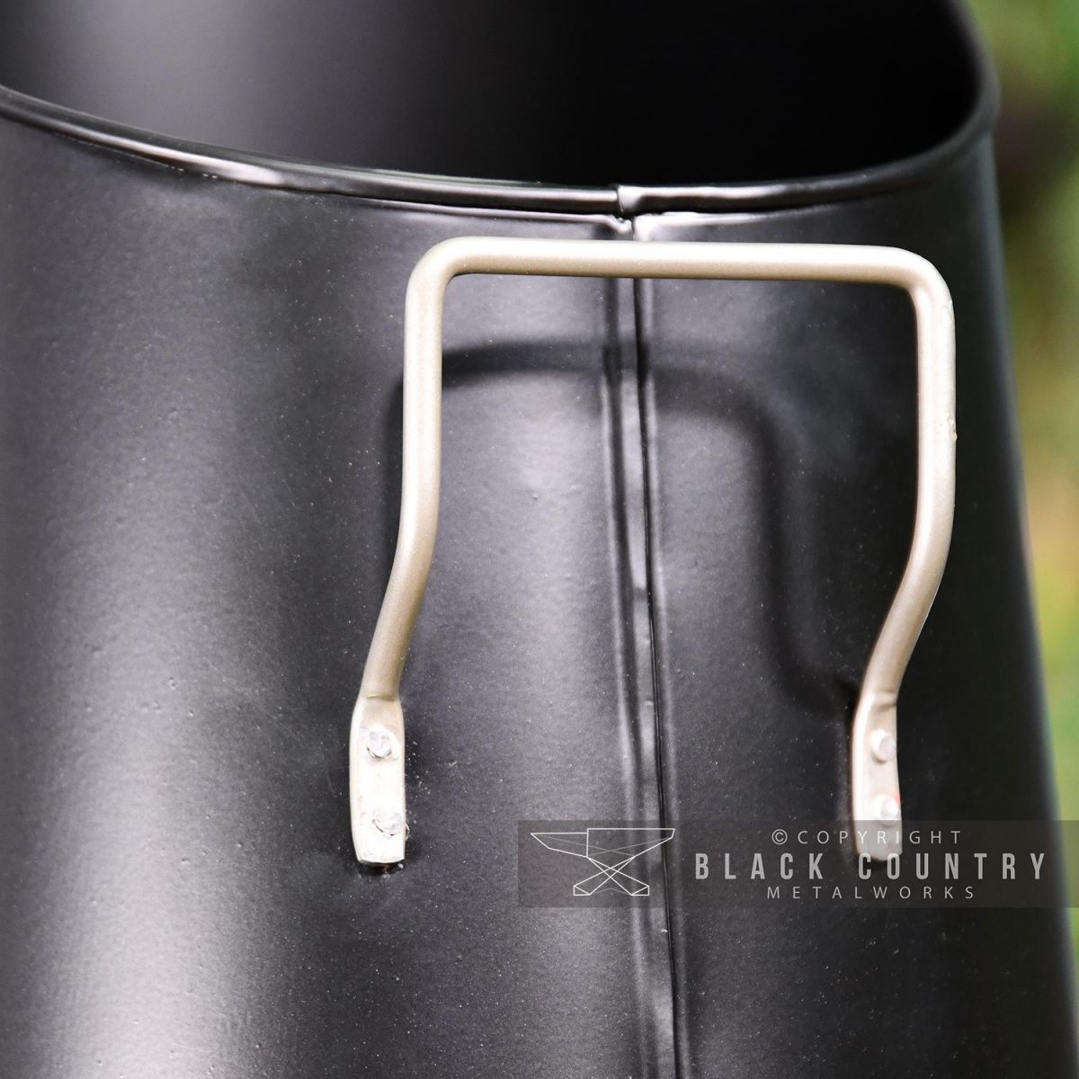 Close-up of the Nickel Handle so the coal Hod