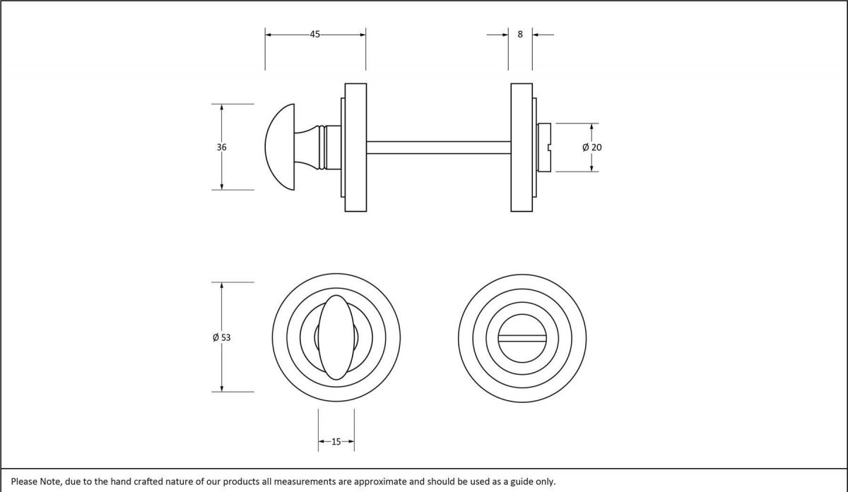 Sleek Black Round Thumbturn Set with Art Deco Cover Dimensions Sleek Black Round Thumbturn Set with Art Deco Cover Dimensions