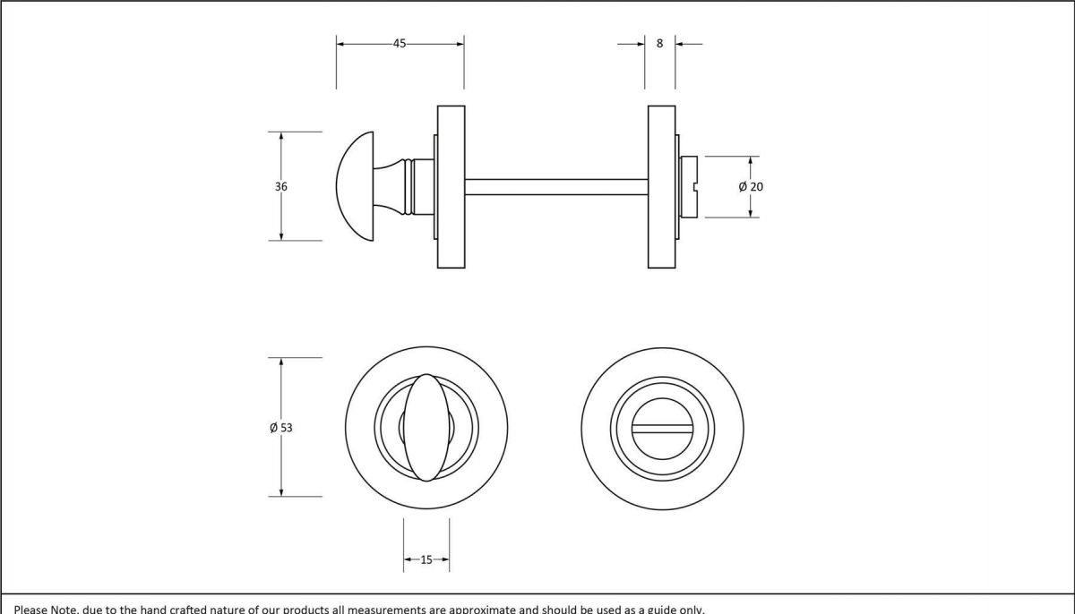 Sleek Black Round Thumbturn Set with Plain Cover Dimensions Sleek Black Round Thumbturn Set with Plain Cover Dimensions