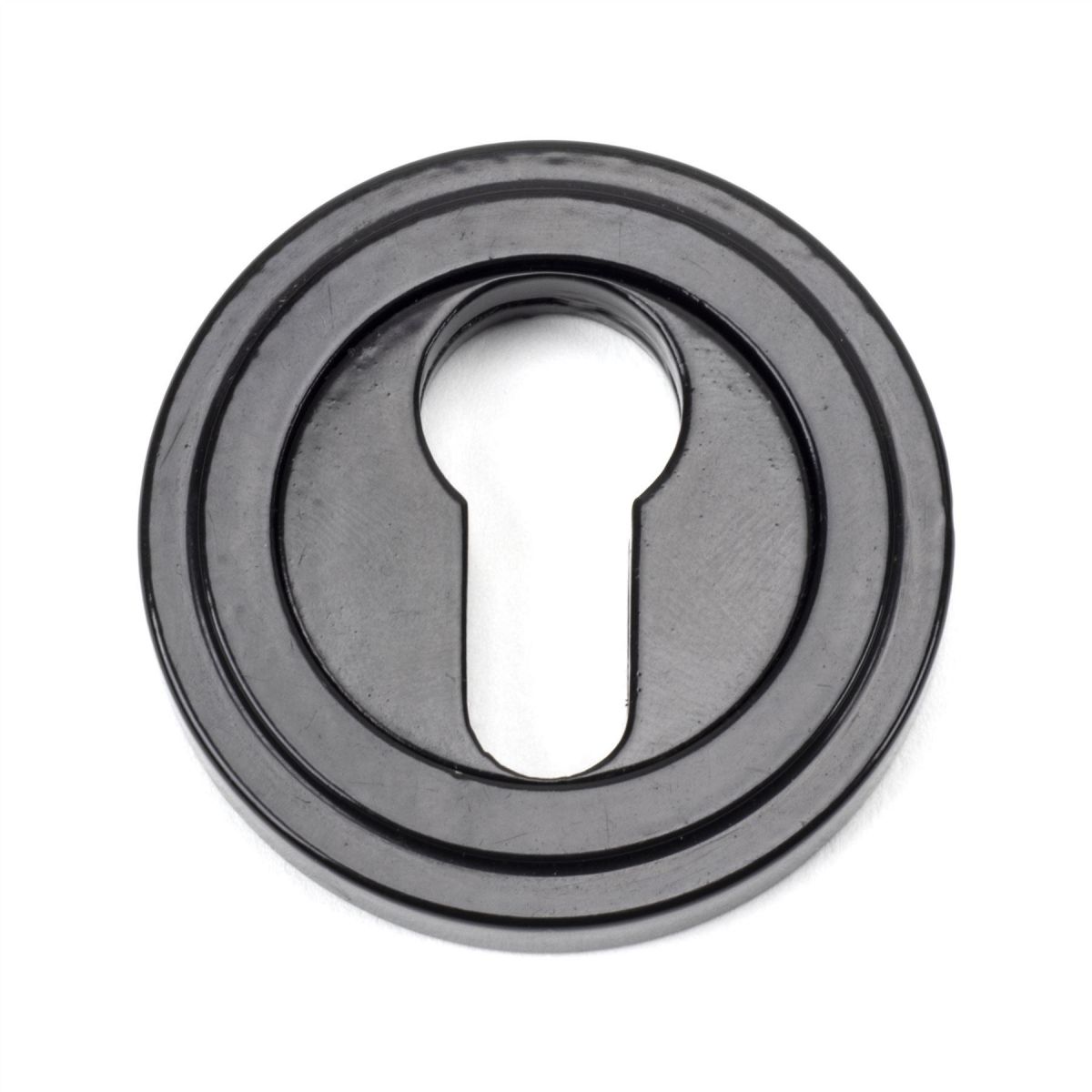 Sleek Midnight Black Art Deco Circular Escutcheon Sleek Midnight Black Art Deco Circular Escutcheon