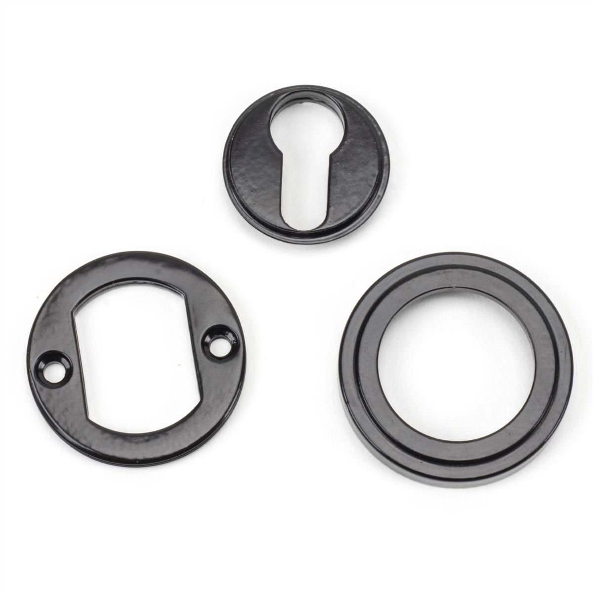 Sleek Midnight Black Art Deco Circular Escutcheon Parts Sleek Midnight Black Art Deco Circular Escutcheon Parts