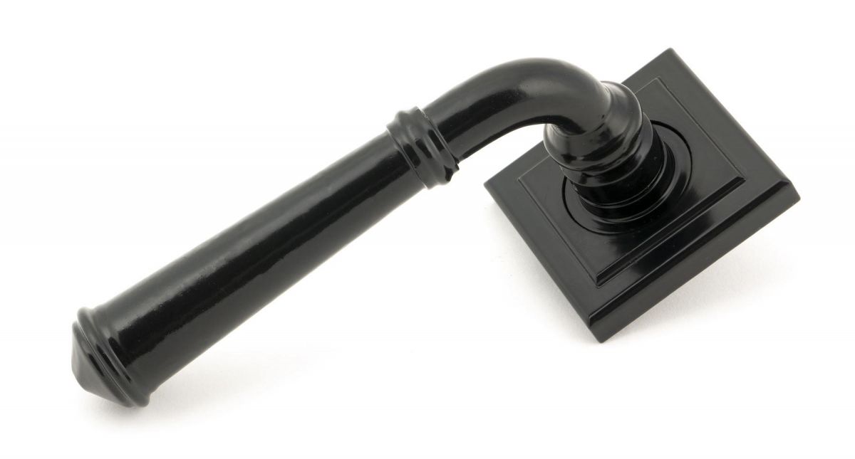 Sleek Midnight Black Lever Door Handle on Square Rose Handle