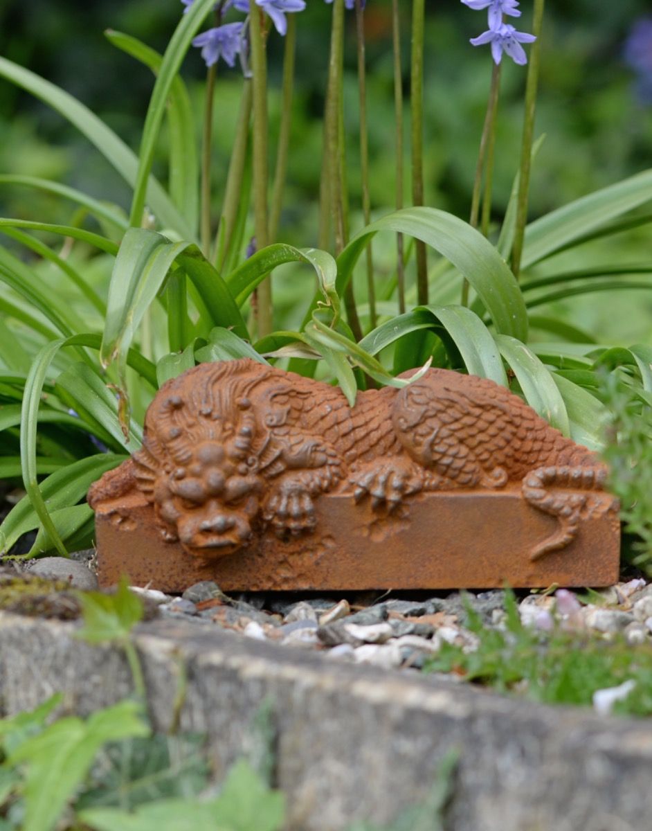 Cast Iron Sleeping Chinese Dragon Sculpture