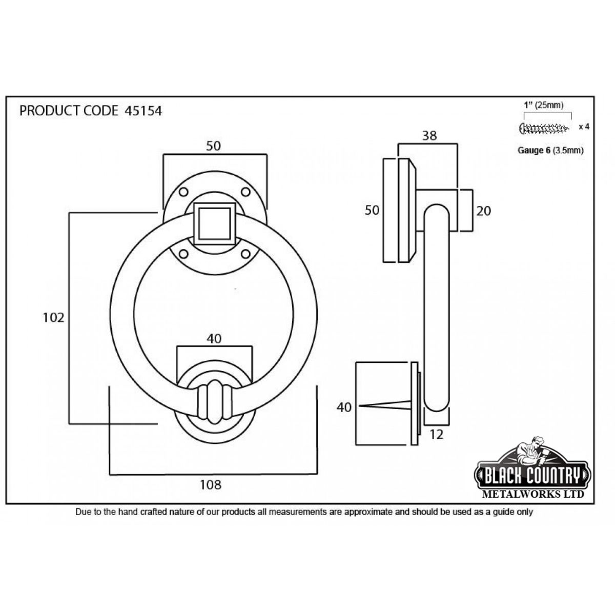 Slim Antique Pewter Ring Door Knocker