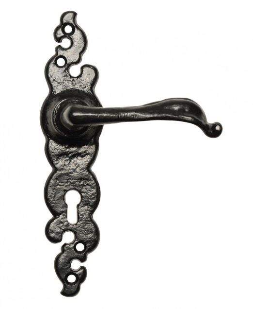 "Helmford" Slim Black Ornate Iron Door Handles