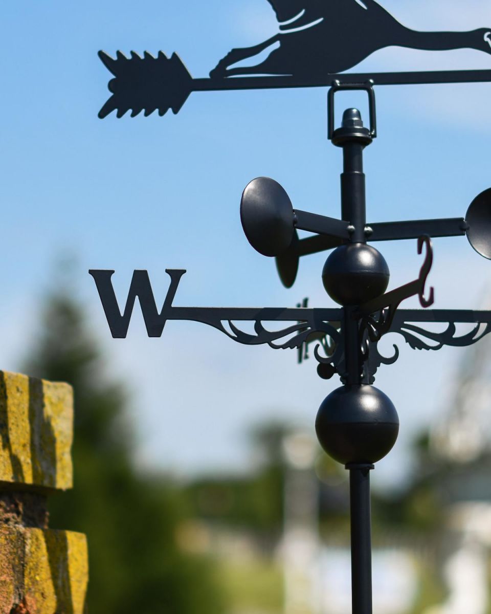 Close-Up of Directional Arms for Slim Steel Flying Goose Weathervane Close-Up of Directional Arms for Slim Steel Flying Goose Weathervane