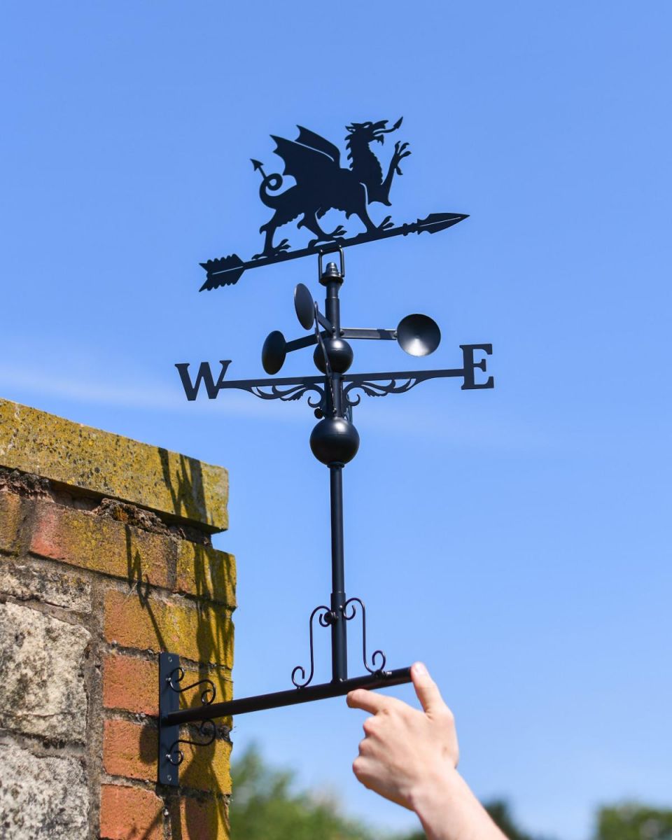 Scale Shot of Slim Steel Welsh Dragon Weathervane