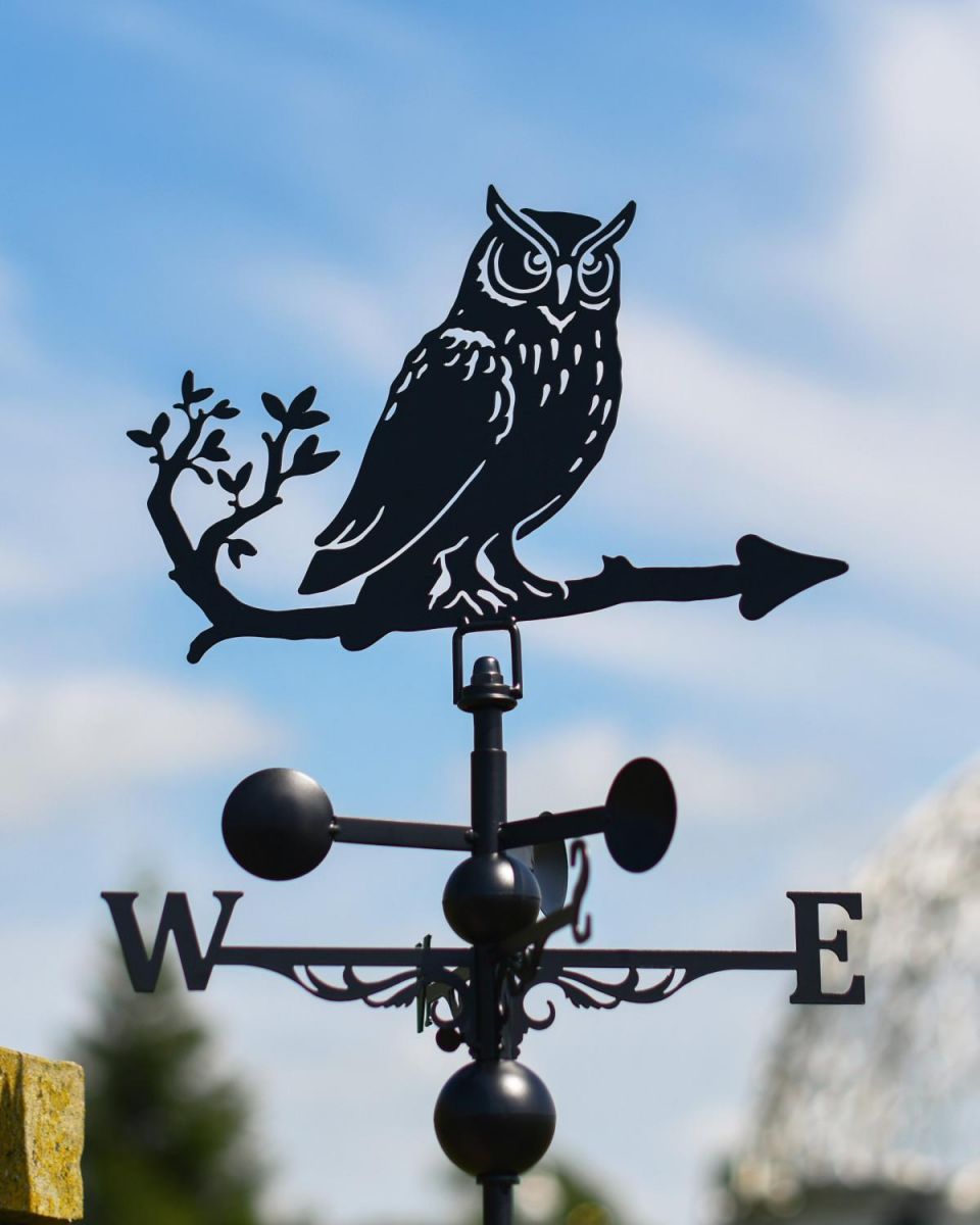 Close-Up of Owl Topper for Slim Steel Weathervane