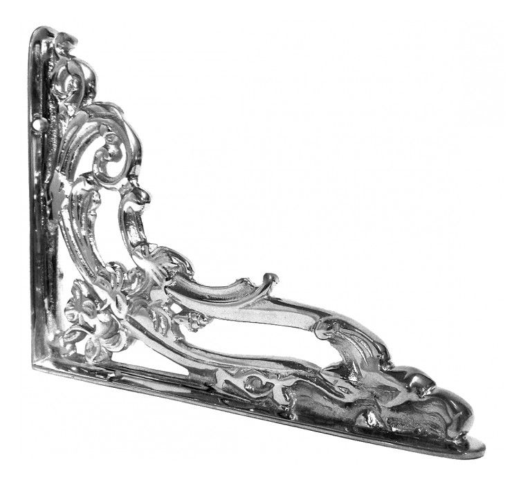 Brass Ornate Shelf Bracket in a Bright Chrome Finish