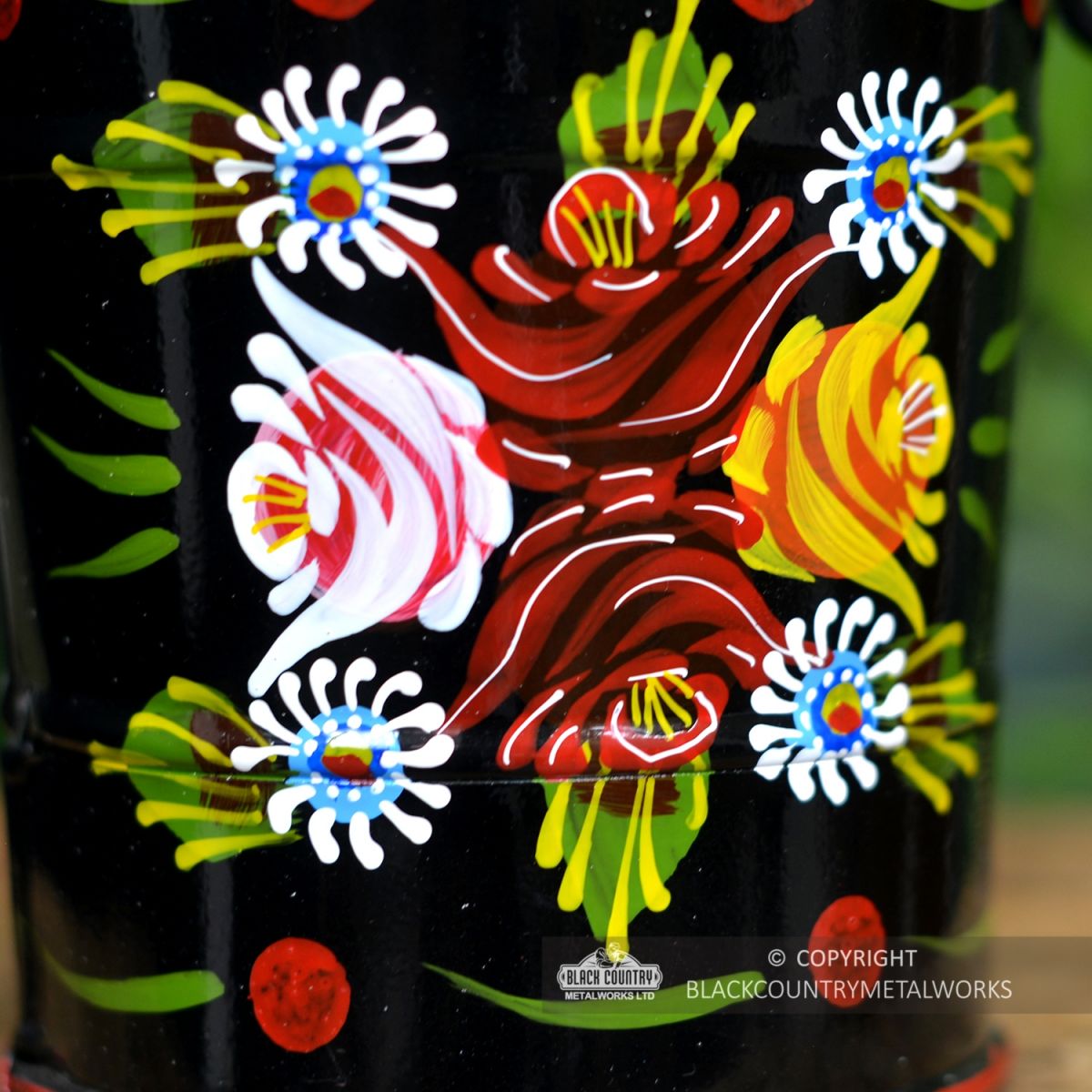 Close-up of the Rose Design on the Bucket