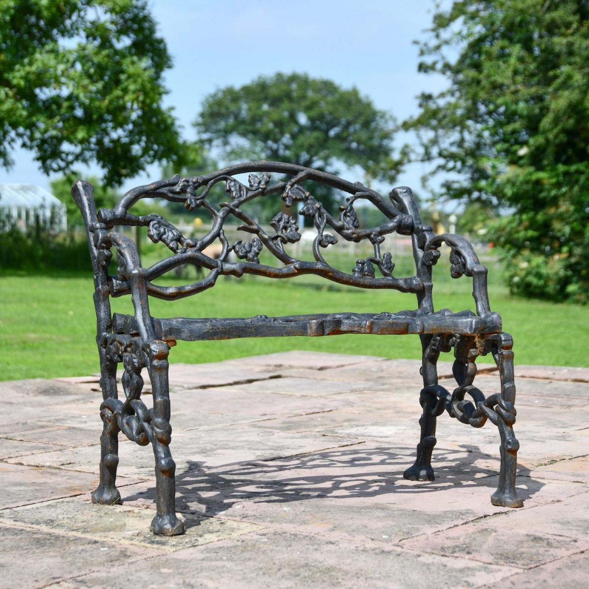 Cast Iron Aged Black Tree Branch Bench