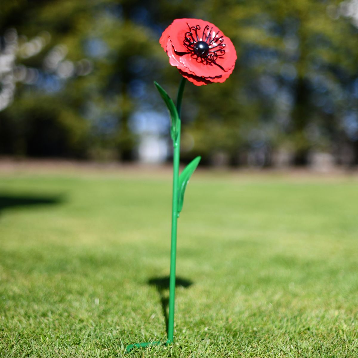 Poppy Garden Ornament with Green Stem Spike