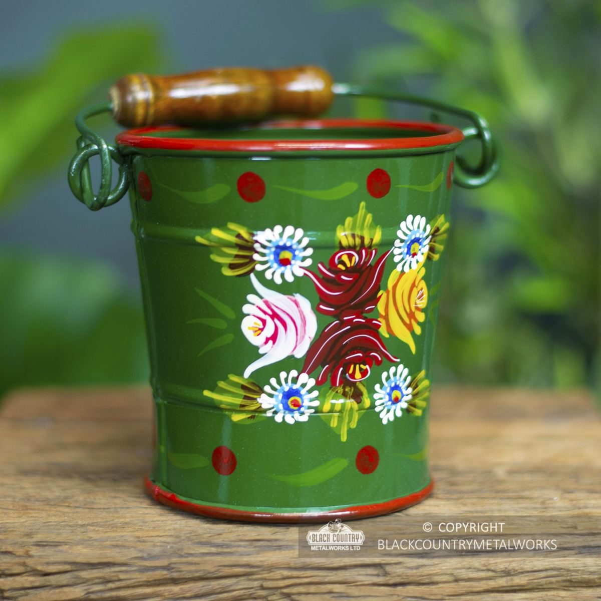 Hand Painted Small Green Narrowboat Hand Painted Bucket